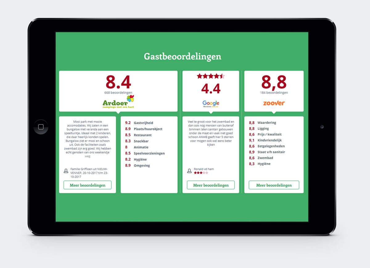 Beoordelingswidget met totaaloverzicht van alle aanbieders
