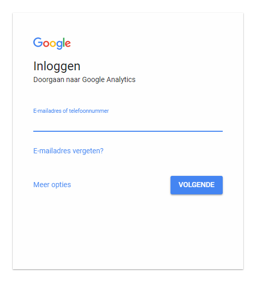 Inloggen bij Google Analytics