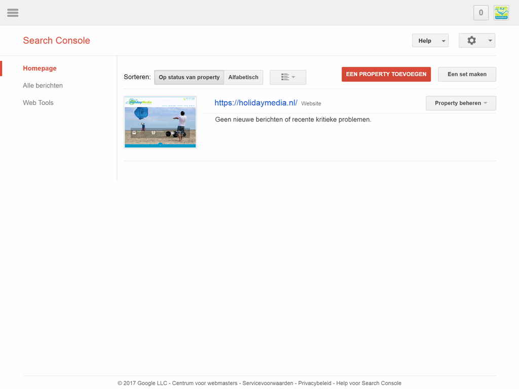 Search Console dashboard