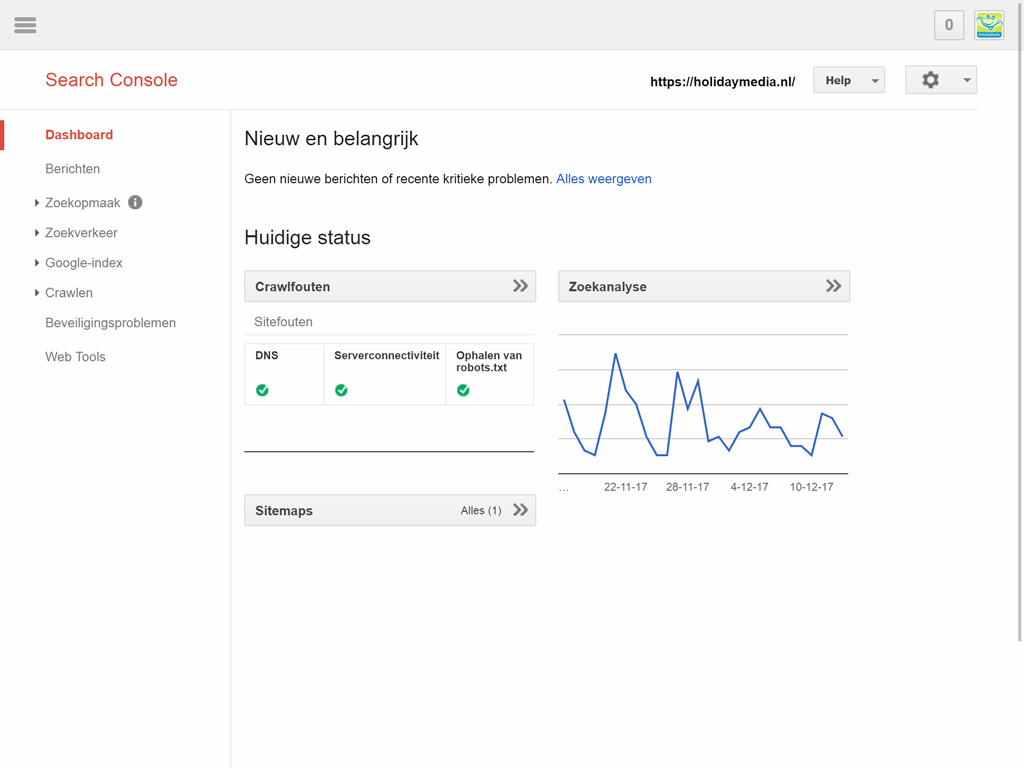 Search Console dashboard