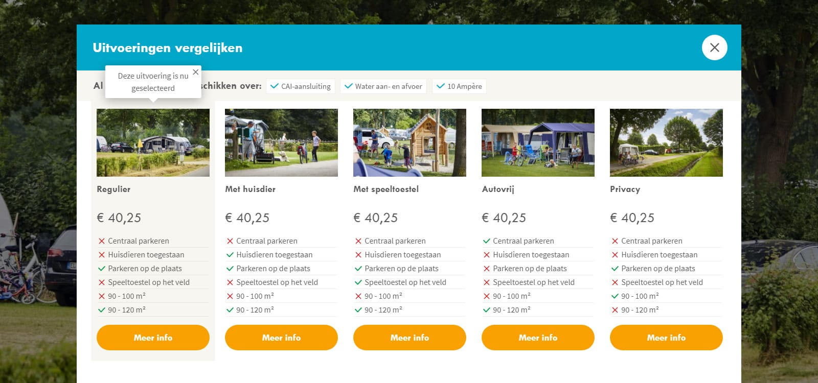 Uitvoeringen van accommodaties vergelijken
